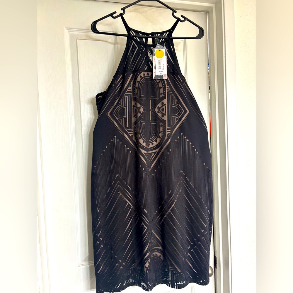 JCPenney Black and Gray Patterned Dress